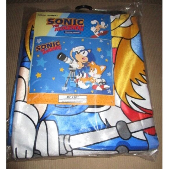 New Sonic the Hedgehog and Tails Fleece Throw Gift Blanket Sega Video Game SOFT - Picture 2 of 2